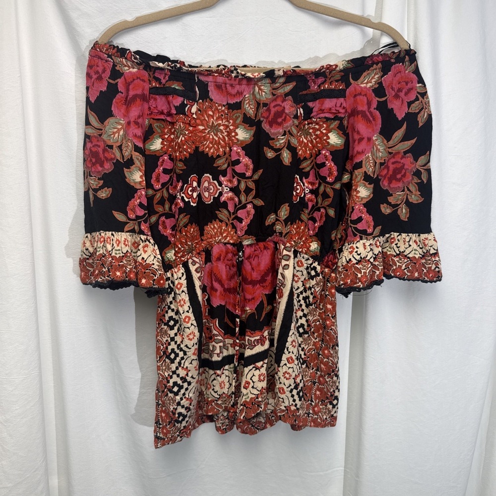 Angie Girls Boho Romper Size L (10/12) Shorts, Bell Sleeves Off the Shoulder